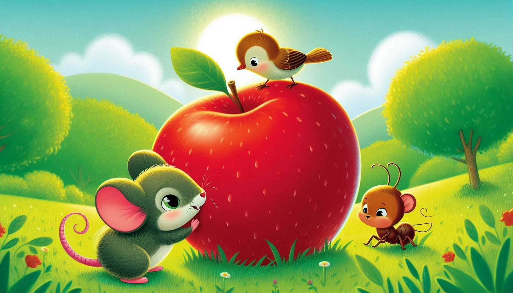 Fini, die kleine Feldmaus, und der große Apfel